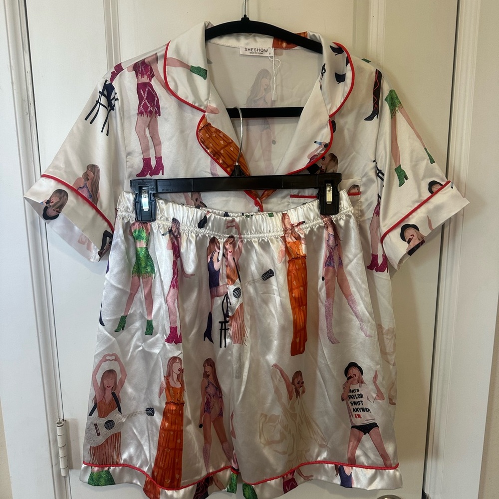Taylor Swift White Satin Pajama Set